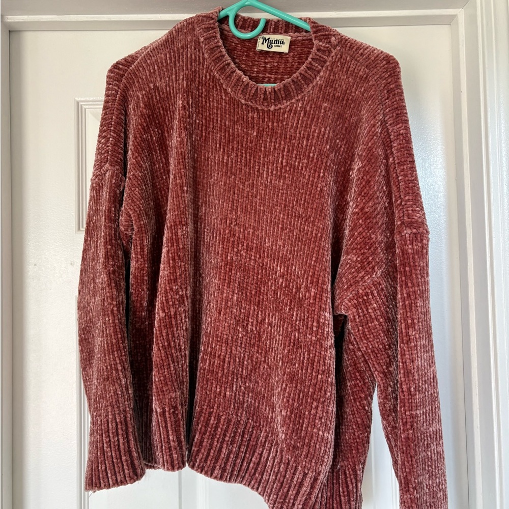 Show Me Your MuMu Plush Ribbed Chenille Sweater in Dusty Rose